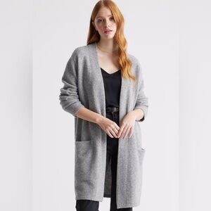 Quince Superfine Merino Wool Sweater Coat Heather Grey L - NWT